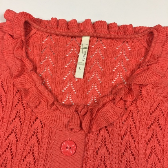 Fossil cashmere blend coral orange cardigan large - Picture 7 of 7